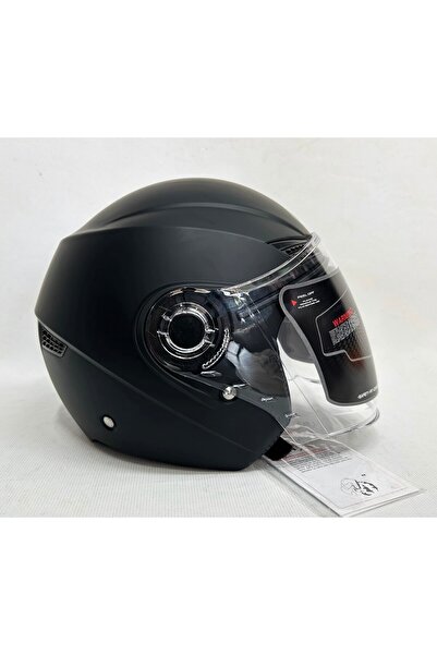 GDR Yarım Kask OF-627 Şefaf Vizörlü -Mat Siyah Renk