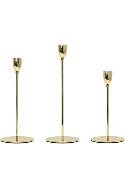 Generic 3-Piece Candle Stick Holders Set Gold 10x10x33.5cm