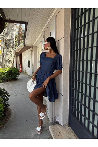 Lijuri četvrtasti izrez Komad i Gipe detaljna haljina 2883