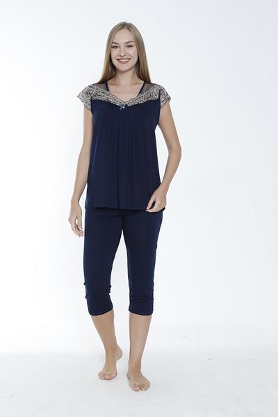 Cotpark Women's Viscose Elastane Fabric Bottom-Top Capri Suit 14540