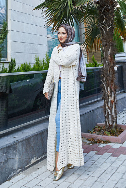 EBRUTESETTÜR Tie Front Knitwear Cardigan with Mesh Detail