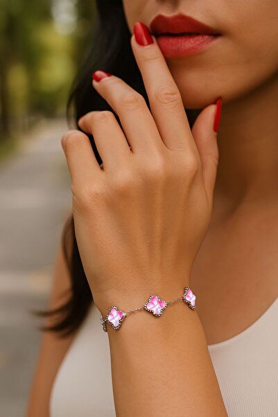 vogutima Kadın Çelik Bileklik - 4 Yapraklı Yonca Model Işıklı Kutuda ( 5 Adet...