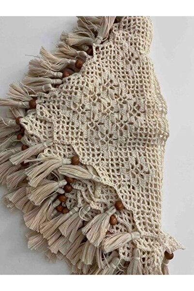 Genel Markalar DenbuTekstil Buldan El İşi Danteli 5'li - Hazır Örülmüş Üçgen Dantel Saçaklı Püsküllü