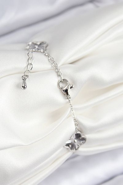 Clariss Vip Brass Clover Model Silver Color Women's Bracelet