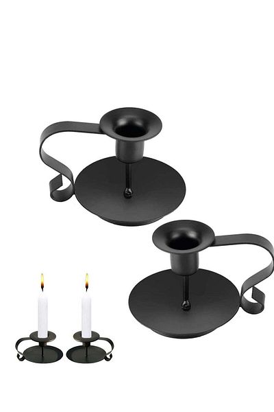 Generic SYOSI Retro Iron Taper Candle Holder Wrought Iron Taper Candle Holder Simple Candlestick Holders Fi