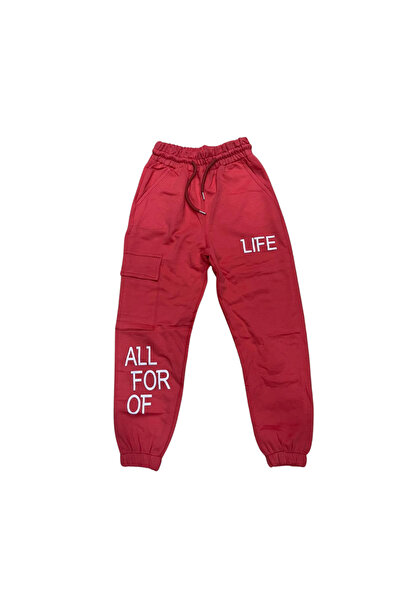 KESKİN BEBE Red Girl's Sweatpants Compact Fabric