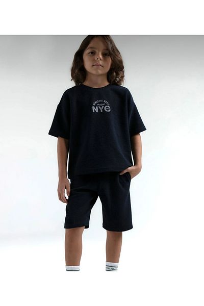 Rolypoly Boy's Bermuda Suit Waffle Knitted Fabric