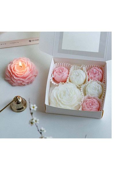 Generic 6 Pcs Per Box Elegant Flower Shaped Scented Candles Soy Wax Candle Perfect Gift For Women Minimali