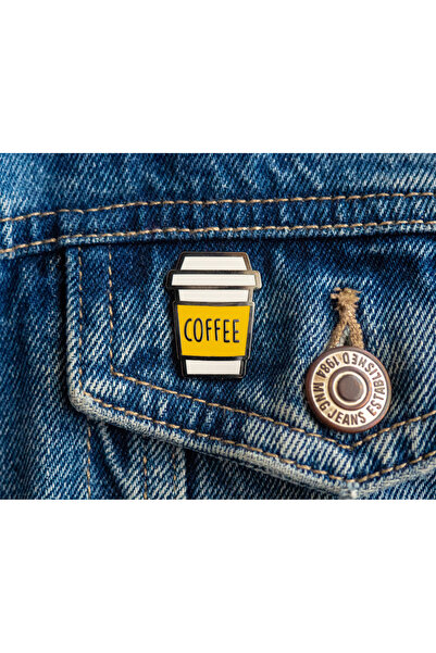 Color Collective Take Away Coffee, Nikel Kaplama Metal Rozet.