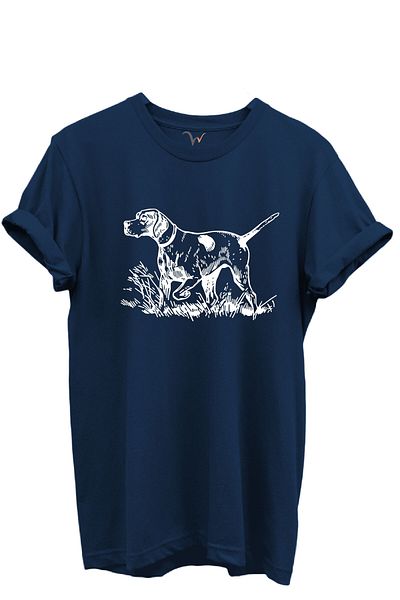 WİDİ Black Linear Pointer Hunting Dog Design 100% Cotton Regular Fit Unisex T-Shirt