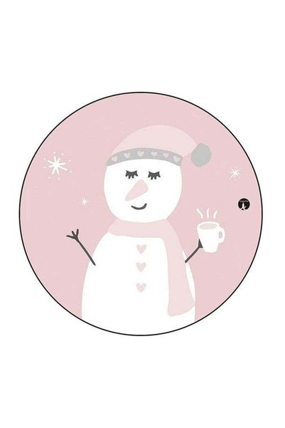 Generic Snowman Printed Fridge Magnet Pink/White/Black 5.5 x 5.5cm