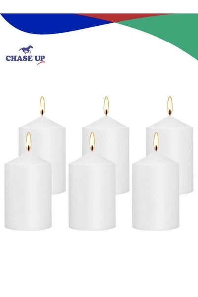 Generic Pillar Candles (Set of 6) White Wax unscented Candles, 2 x 2 Inch Dec...
