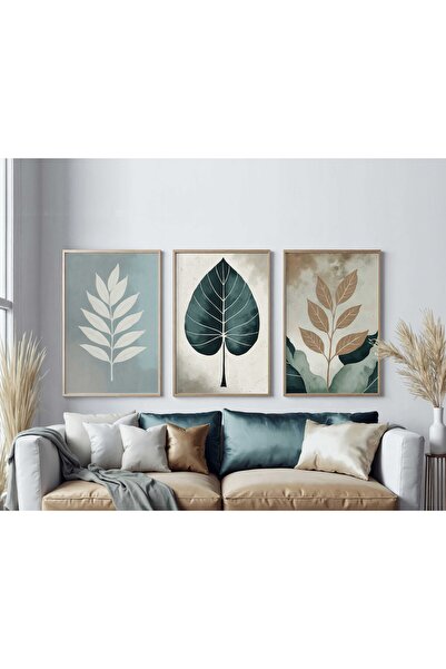 bestablo renk katan detaylar Set de pictură pe lemn cu flori decorative înrămate din 3 piese, decorațiuni pentru casă