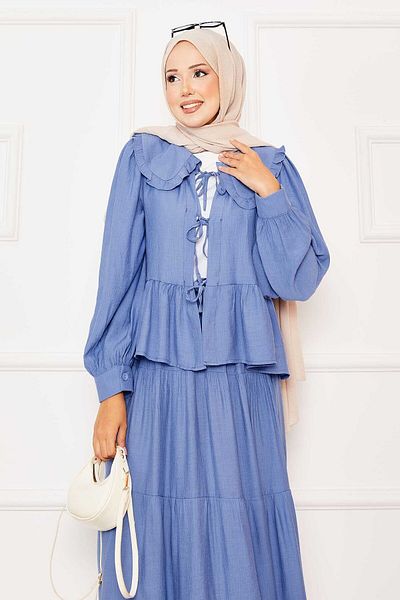 EBRUTESETTÜR Baby Collar Front Lace Skirt Suit