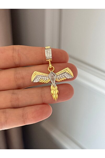 emy by emel luxury silver jewelry Altın Kaplama Taşlı Anka Kuşu Charm Kolye U...