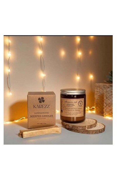 Generic KAREZZ Sandalwood Scented Candle, 200g. Plant Wax Based.Eco Friendly ...