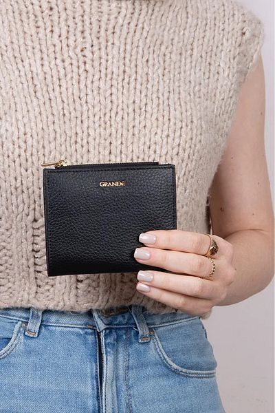 Grande Women's Genuine Leather Snap Fastener Zipper Wallet