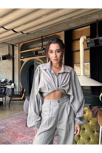 SANX Urban Breeze Linen Blouse Set