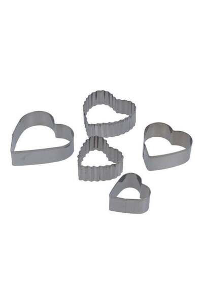 ROYALFORD 5-Piece Heart Shaped Cookie Cutter Set Silver