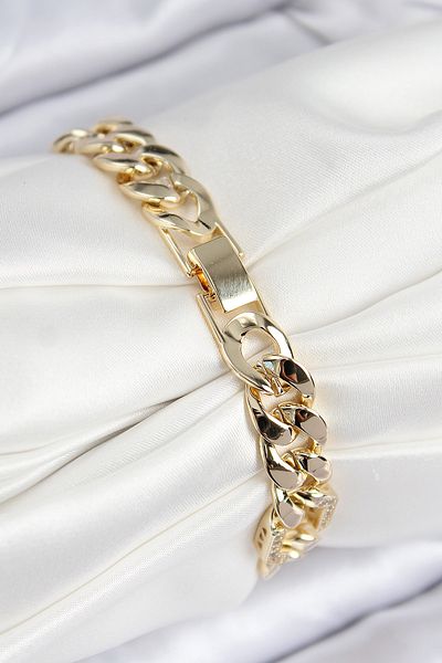 Clariss Vip Brass Zircon Stone Fragmented Chain Model Gold Color Women's Bracelet