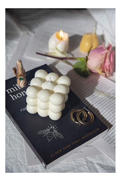 Generic Bubble Cube Soy Wax Candle White 5.85x2.5inch