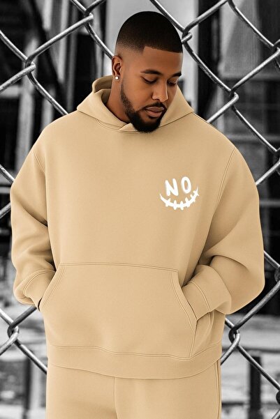 BENROMA 3 Yarn Combed Cotton Smiling Face No Printing Large Size Sweatshirt