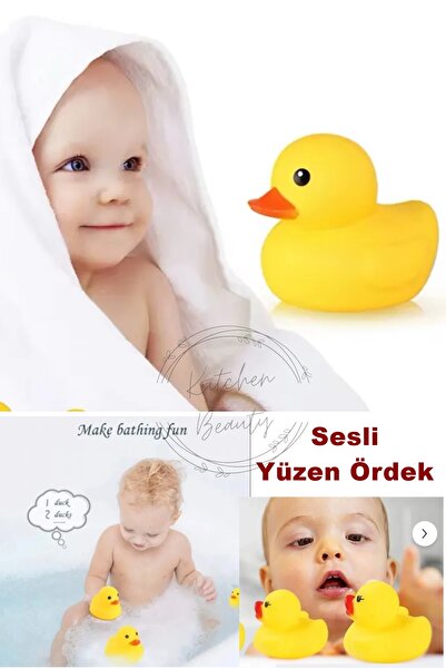 Kitchen Beauty Suda Yüzen Ses Çıkaran Vinil Sarı Ördek Banyo Oyuncağı Bebek Çocuk Banyo Ve Havuz Oyuncak