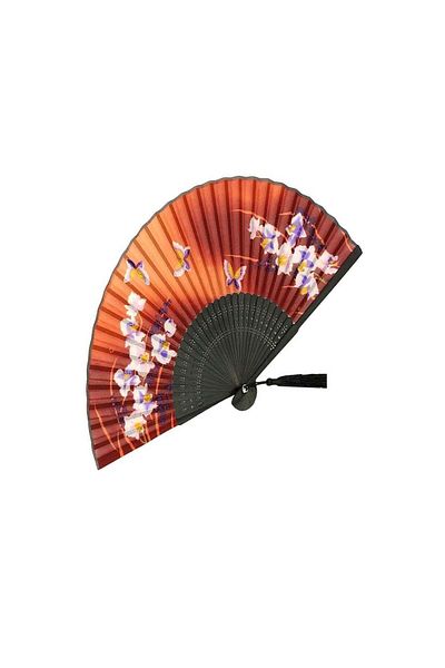 Generic Elegant Bamboo Folding Hand Fan for Women, Vintage Chinese Japanese Silk Design, Perfect for Dance,