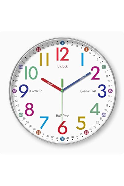 Generic ساعة حائط للأطفال، ساعة حائط صامتة للأطفال بطول 30 سم للمطبخ وغرفة ال...