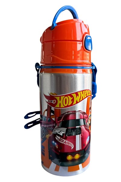 Polin HW Lisanslı Metal Çocuk Matarası, 500ml, Pipetli, Askılı