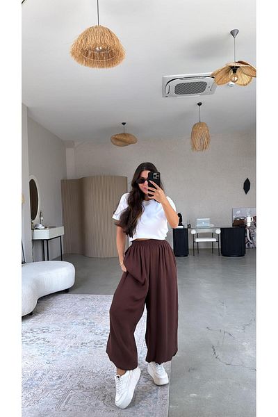 Buket Teke Brown Double Layer Premium Baggy Trousers