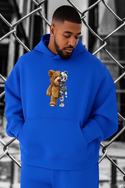 BENROMA 3 Yarn Combed Cotton Robotic Printed Large Size Sweatshirt