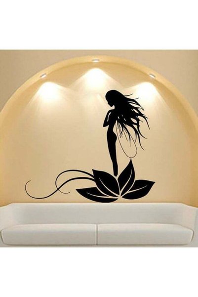 Generic Mermaid Bathroom Decal Black 70x60cm
