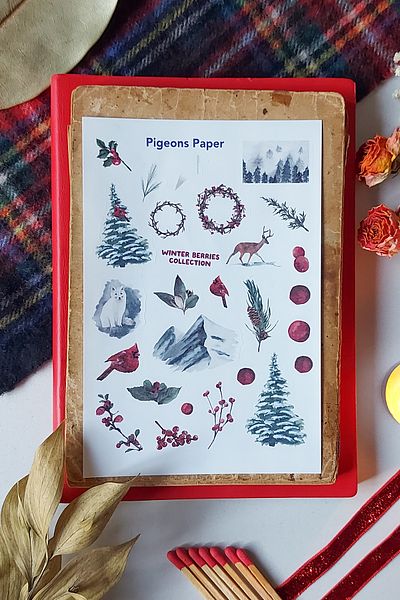 Pigeons Paper Set of 3 Warm Winter Themed Stickers - Advantageous Set