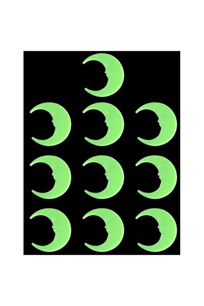 Generic روبيك 10 قطع متوهجة في الظلام على شكل قمر 8 سم ذاتية اللصق، تمتص الضو...