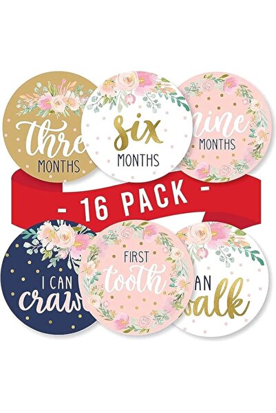 Generic ملصقات مراحل نمو الطفل الشهرية من BPA®، 16 ملصقًا زهريًا لنمو الطفلة،...