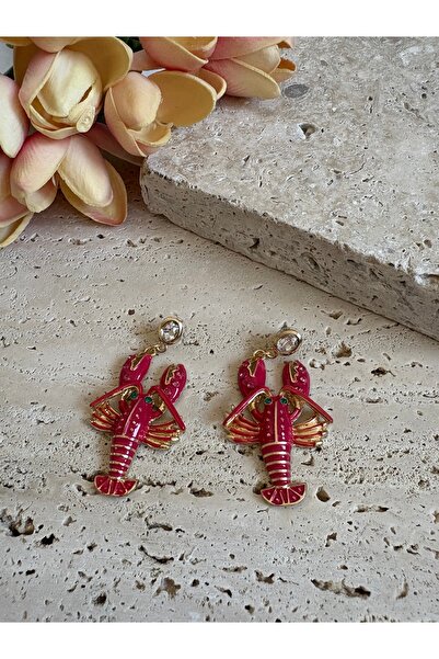 Atelier Pelin Taşlı Kırmızı Istakoz Küpe