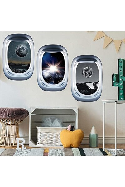 Generic ملصقات حائط نافذة ثلاثية الأبعاد من مادة BPA على شكل كواكب الكون والم...