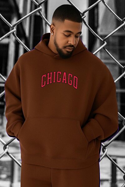 BENROMA 3 Yarn Combed Chicago Printed Oversized Sweatshirt