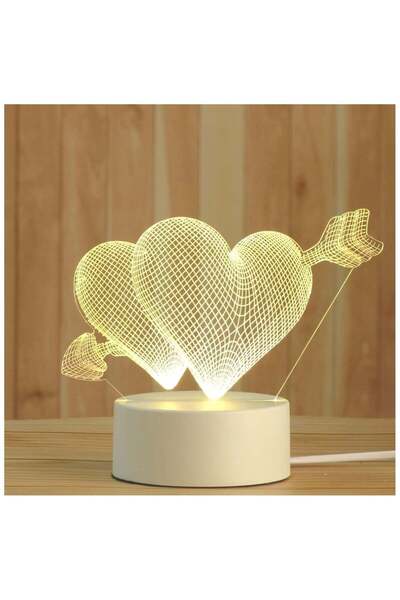 Generic Heart and Arrow 3D LED Lamp White