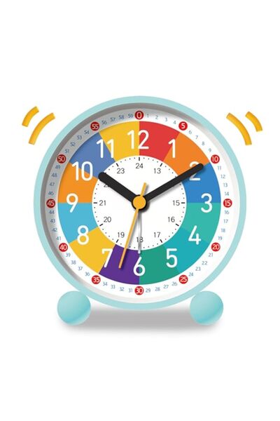 Generic ساعة منبه تناظرية من ماسرو للأطفال لتعلم معرفة الوقت مع قرص ملون وحرك...