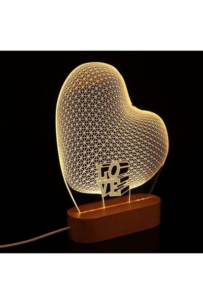 Generic مصباح ليلي ثلاثي الأبعاد من سولفار على شكل قلب رومانسي مزود بمنفذ USB...