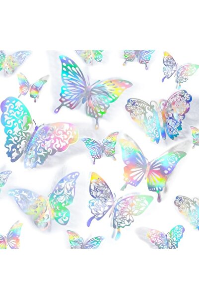 Generic KOWVOWZ 60 PCS 3D Butterfly Wall Decor, 5 Styles 3 Sizes Removable Butterfly Wall Stickers, Butterf