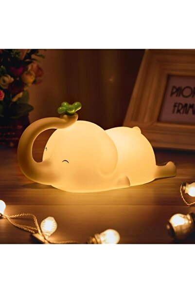 Generic مصباح ليلي للأطفال من أزوني، مصباح ليلي على شكل فيل لطيف مع مؤقت، مصب...