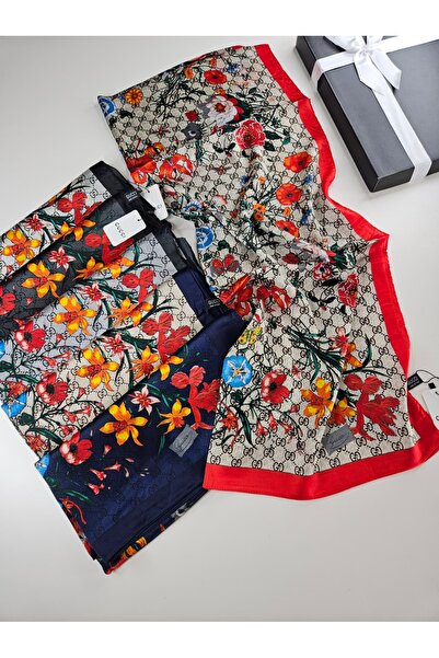 Webinay Home Φουλάρι με λουλουδάτο θέμα G με μοτίβο Voile Silk Scarf Hijab