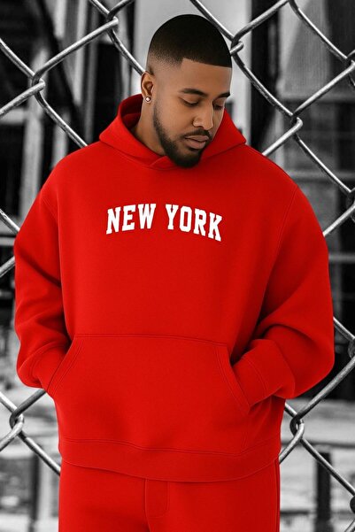 BENROMA Φούτερ μεγάλου μεγέθους με 3 ίνες χτενισμένο βαμβάκι με στάμπα ΝΕΑ ΥΟΡΚΗ