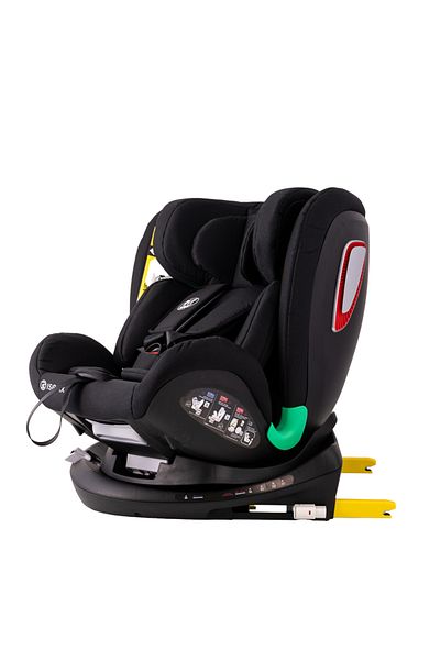 BUF BOOF Platinum Deluxe I-size Car Seat BlackJeans Isofix 360 Rotating Top Tether Sips 40-150 Cm
