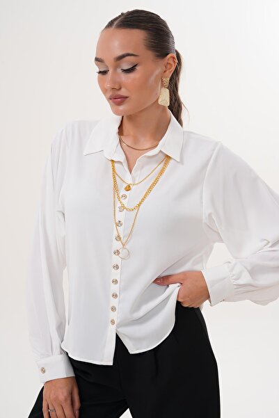 ŞİMAL Women's Necklace Detailed Shirt 255259 -