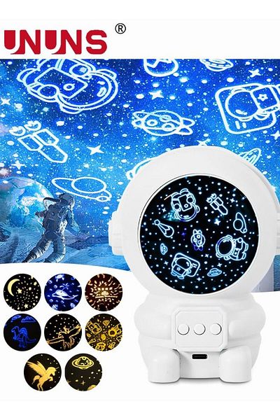Generic UNUNS Night Light Projector for Kids, Astronaut LED Light for Kids with 8 Projection Films, 360 Deg