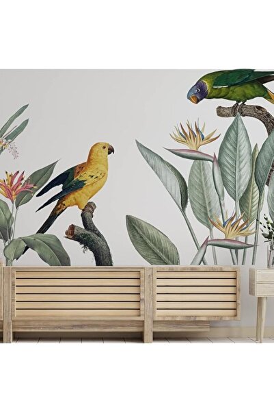 Generic Brand BPA® Tropical Green Plant Flower with Jungle Parrot Wall Decals...